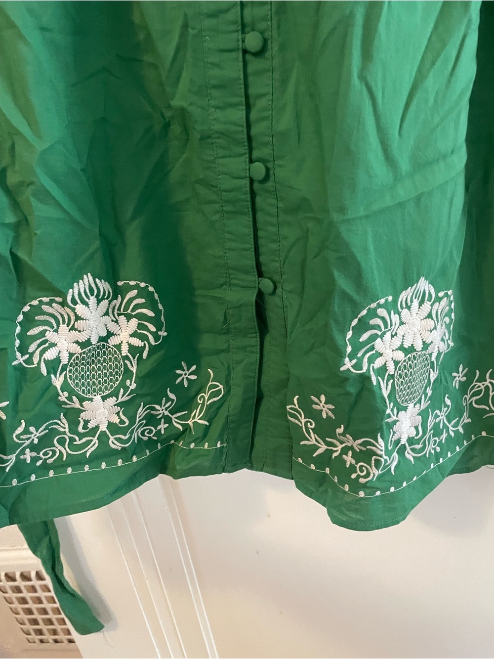ModCloth Green Embroidered Button-Front Dress - Picture 2 of 4